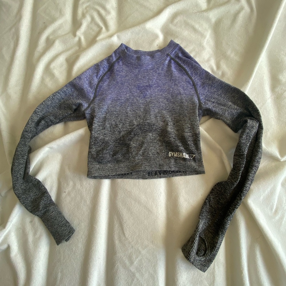 Gymshark Women's Purple and Gray Ombre Crop Top